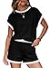 Lounge Sets for Women Short Two 2 Piece Sets for Women 2025 2026 Summer Beach Vacation Clothes Business Casual Travel Airport Outfits Matching Clothing Fashion Workout Cute Trendy Color Block Black