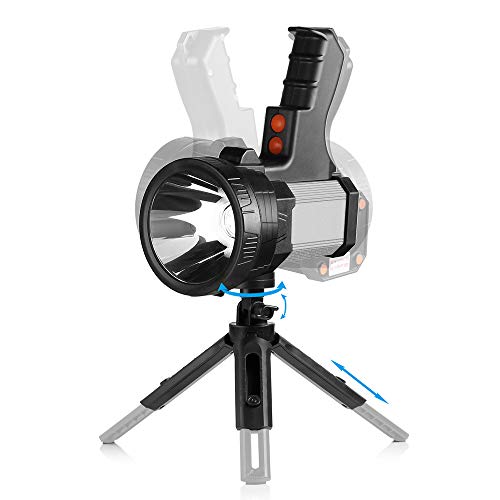 BUYSIGHT Rechargeable Spotlight,1000,000-Lumen Spot Lights Hand held Large Flashlight Handheld Spotlight Lightweight and Super Bright Flashlight (Aluminium_Alloy Silver)