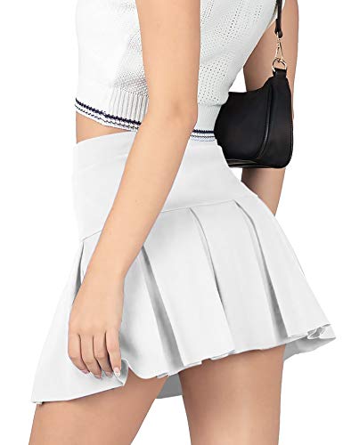 Saias plissadas de cintura alta para mulheres, saia de tênis skatista com bolso, linda mini saia esc