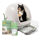 Purina Tidy Cats Hooded Litter Box System, BREEZE Hooded System Starter Kit Litter Box, Pellets & Pads