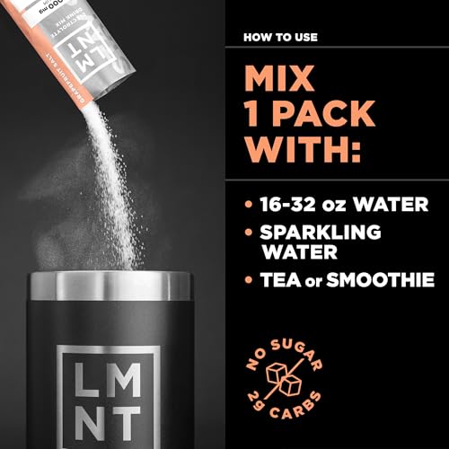 LMNT Zero Sugar Electrolytes - Grapefruit Salt | Drink Mix | 30 Count - Thumbnail 5