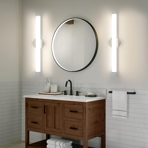 Image of OOWOLF 31.5 Inch LED Bathroom Vanity Light, Brightness Adjustment Vanity Light Bar 30W 3000LM, Natural White 4000K Wall Lights Fixture Over Mirror, Modern Vanity Lighting for Bathroom /Dressing Room