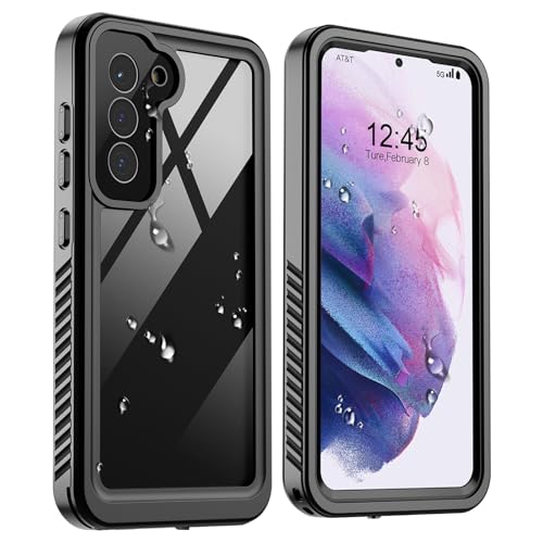 zapica Designed for Waterproof Samsung Galaxy S21 Case, Built-in Camera & Screen Protector [IP68 Waterproof] [Military Drop Proof] Full Body Protective Phone Case for Galaxy S21, Black/Clear