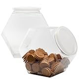 Cornucopia Brands Gallon Plastic Container Candy Jars (2-Pack); Hexagon Shaped Countertop Display Containers; Cookie and Snack Storage