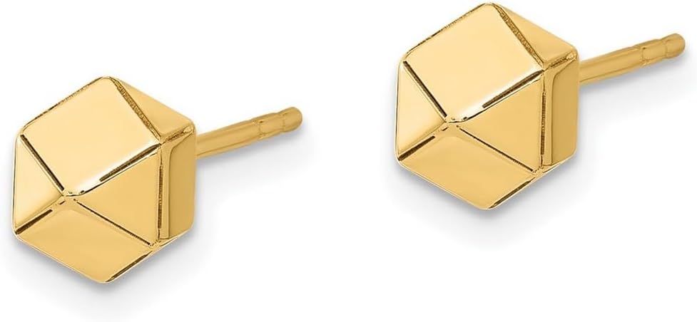 14k Solid Yellow Gold Polished Geometric Ball Post Earrings 5.6x5.6mm Wide Ball Earring for Women