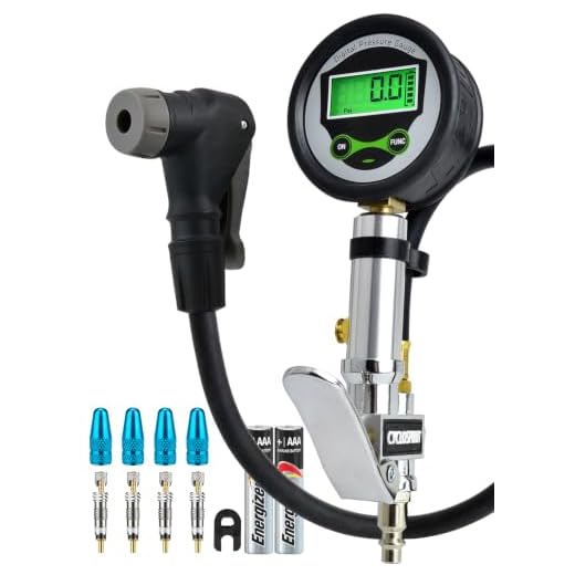 Digital Bicycle Tire Inflator Gauge with Auto-Select Valve Type - Presta and Schrader Air Compressor Tool