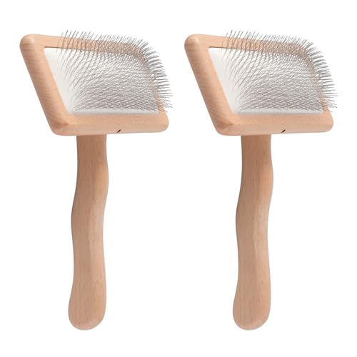 2pcs Wool Carders, Carding Comb, Hand Carders for Wool, Comb Bamboo Air Cushion Fur Rugs, Needle Felting Carders Brush Pillows for Coat Felt Rug Tassel Dog Hair(COLOR:2 Different Size)