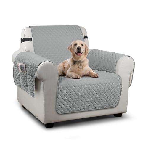 Image of TAOCOCO Sofa Slipcovers 1 Seater Sofa Covers Waterproof,Non Slip Couch Covers,Sofa Settee Covers with Storage Pockets,Washable Sofa Protector for Kids /Dogs /Pets(Pale Grey)