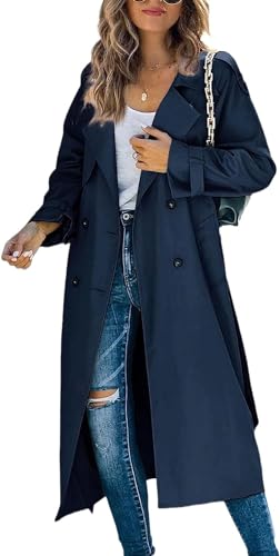 Zunlethian Gabardina de Doble Botonadura para Mujer Elegante y Casual
