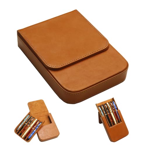 MIVLXLX Leather 6-Slot Fountain Pen & Pencil Tray Case Brown