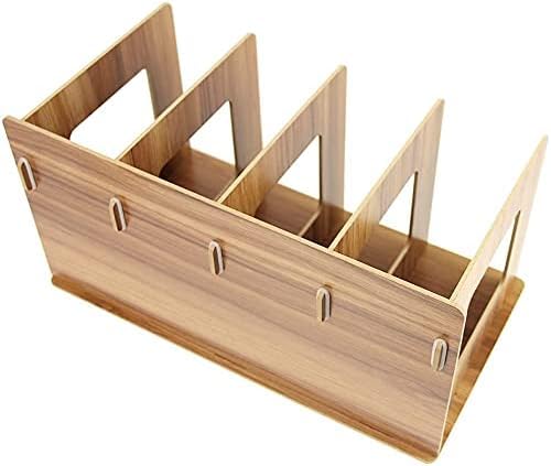 NICEYEA Holz Stehsammler Schreibtisch-Organizer Stehordner Fächerbox Buchablagen mit 4 Fächer Katalogsammler Buch Lagerung Regal für Schreibwaren Schreibtisch Organizer DIN A4 A5 Zeitschriften Halter
