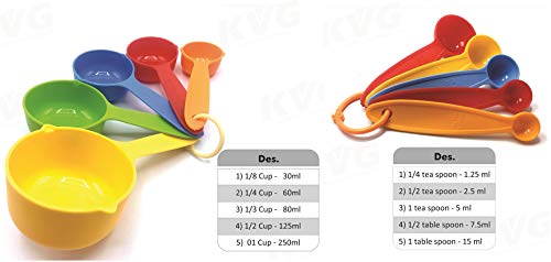 Image of Simran Handicrafts KVG Measuring Cups and Spoons Metric Measurement for Baking / Cooking, Food Grade (Set of 10)
