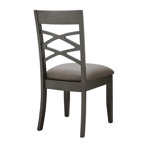 Leick Home 10184-Gsmh Wood Double Cross Back Dining Chair, Set Of 2, Graystone/Moss Heather #TOP2