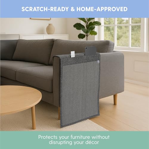 Image of The Cat Ladies Cat Scratch Furniture Protector Mat - Couch Protector from Claws - Anti Scratch Furniture Protectors from Cats Scratching - Sisal Scratcher Pad with Pocket - Dark Grey