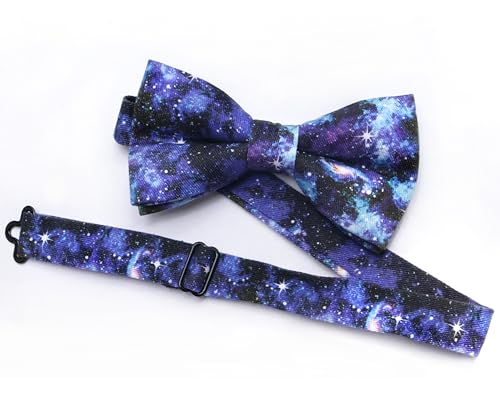 Image of Colorful Fun Pattern Pre-Tied Bow Tie Mens Floral Space Adjustable Bowtie