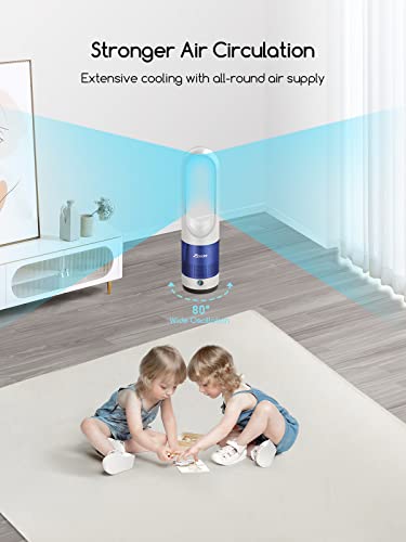 Zicooler Tower Fan For Bedroom, 22 Inch Bladeless Fan With Remote, 80° Oscillating Fan With 8 Speeds, 9H Timer, Quiet Cooling Fan, Standing Floor Fans Powerful For Indoor Home Office Room #TOP2