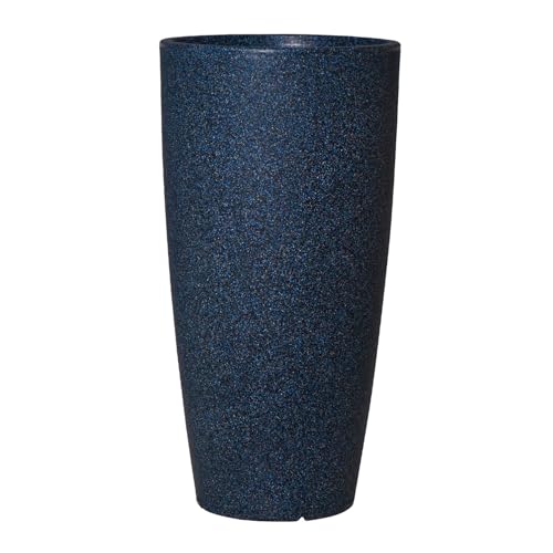 Image of Harshdeep Roto Planter - Venice - Indoor Outdoor Home Balcony Garden Decorative Round Durable Light Weight Stone Finish Plant Pot Dia 11 Inch Height 22 Inch (Midnight Stone)