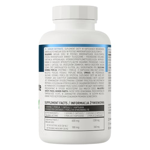 Sodium Butyrate 600mg (30% Buttersäure) - Butyric Acid Natriumbutyrat - 90 Vege Kapseln – Ansicht 4