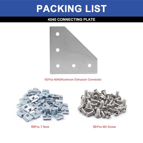Image of 10pcs 4040 L Corner Bracket Joining Plate T Slotted Accessories 4040 Hardware Connector 4040 with T Nuts and Screws Silver