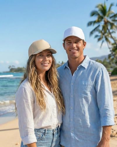 Image of Zylioo XXL Laser Vented Trucker Hat for Big Heads, Flat Bill Cap | Generous 2XL Fit-Airy cutout panels and a straight visor give larger head shapes cooler comfort for sunny rounds.
