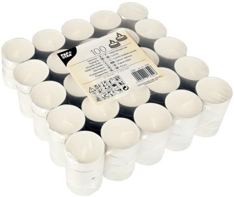 Papstar 13302 Tea Lights Paraffin 100 Pieces 37 mm White, Weiß, diameter 3,7 cm - Image 3
