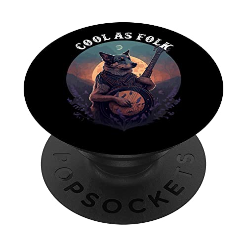 Cool Dog Playing a Banjo Bluegrass Cool As Folk Design PopSockets PopGrip Intercambiabile