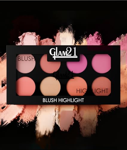 Image of Glam21 Blush & Highlighter Palette|Silky Smooth Pigments for Long-Lasting Shimmer Glow | Buildable Radiance | Lightweight & Blendable Formula | Suitable for All Indian Skin Tones | 21.5 gm - Chic -01