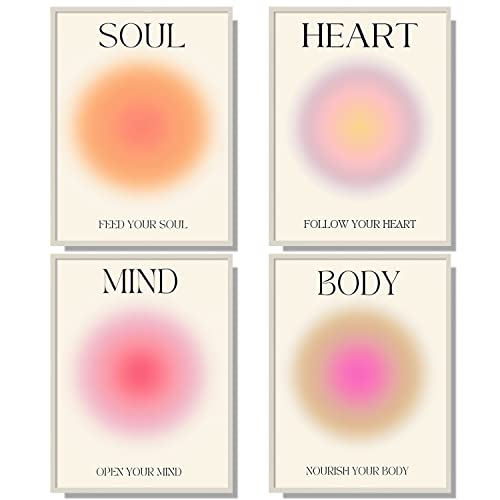 NCYEL 4 colorful abstract halo posters angel number positive energy inspirational language inspirational wall art bedroom girls room pink decoration living room bedroom apartment hotel dormitory 8x10