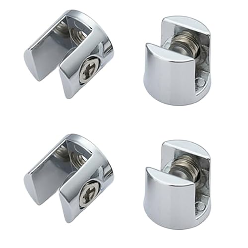 Glass Clamps 4pcs Glass Clamp Zinc Alloy Chrome Finish Support Brackets Clamps for 6-8mm/ 8-10mm/ 10-12mm(5-8mm)