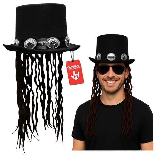Nicky Bigs Novelties Morph Adult Voodoo Rocker Top Hat with Fake Dreads & Silver Buckles Deluxe Costume Accessory for Halloween Cosplay Steampunk Gothic Music Festival (One Size)