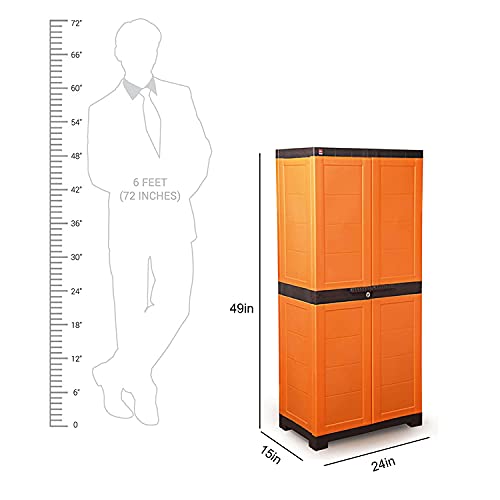 Image of Cello Novelty Big Plastic 2 Door Cupboard with 3 Shelves (Orange and Brown) & Novelty Plastic 2 Door Big Cupboard with 3 Shelves (Red and Yellow)