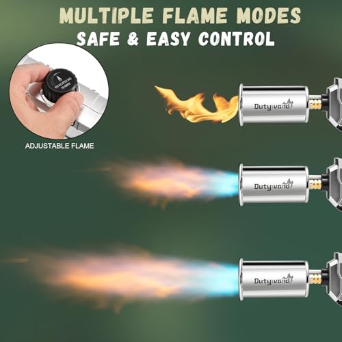 Image of Powerful Propane Grill Torch Gun - Cooking Torch - Flame Thrower Blow Torch Gun - Adjustable Flamethrower for BBQ, Camping, Campfire, Weilding, Searing Steak, Weeding(Tank Not Included)