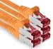 Produktbild 1aTTack.de - 5x 0,25m CAT6 Patchkabel S/FTP PIMF Schirmung CAT.6 RJ45 Netzwerkkabel Ethernetkabel DSL LAN Router Switch Modem Patchfeld - orange - 5 Stück