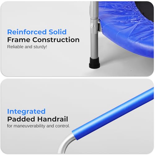 Image of SereneLife 36″ Foldable Mini Trampoline for Kids - Compact Fitness Rebounder with Foam Handle - Safe, Stable Exercise Trampoline with 330lbs Max Load for Indoor /Outdoor Active Play & Exercise