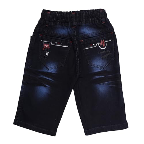 Image of Boys Regular fit,Light Blue,Drawstring Elastic Waistband,Stretchable Cotton Denim, Clean Look,Casual,Below Knee Length, 3 /4 Shorts