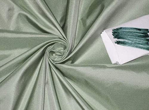 Taffetas de soie pure vert menthe et trame ivoire TAF30 tissu au mètre en pure soie