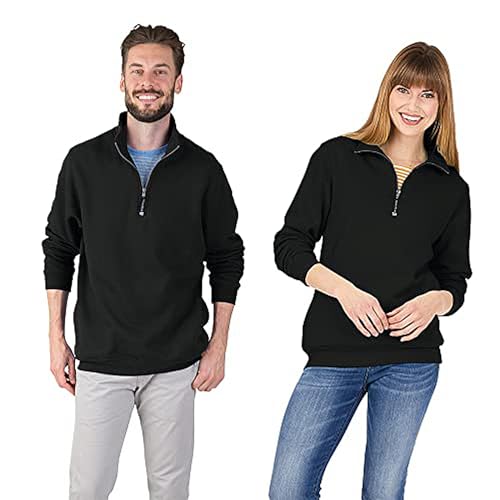 Image of Charles River Apparel Unisex Crosswind Quarter Zip Sweatshirt, Soft Cotton Blend Pullover with Pockets