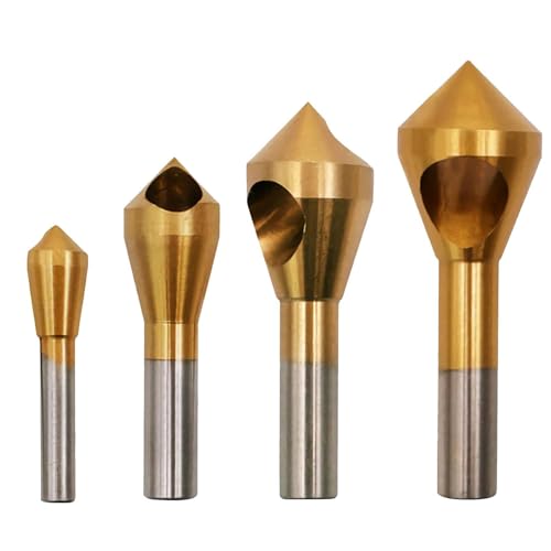 Herramienta de desbarbado de chaflán, 4 brocas para biselado para madera, herramientas para eliminar rebabas, brocas avellanadas de 90 grados para madera contrachapada, madera, acrílico, PVC y metal