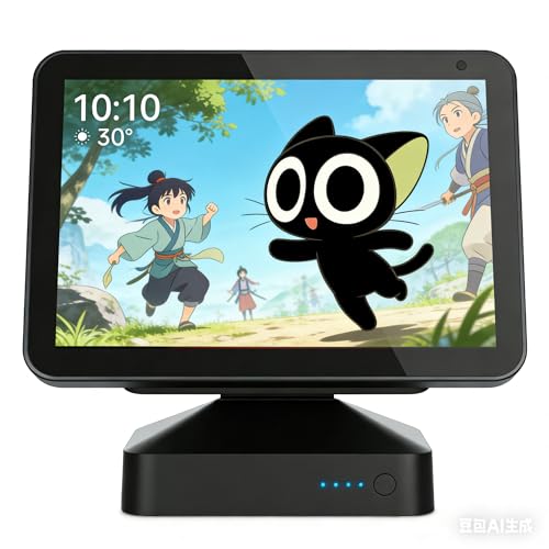 Echo Show 8�i�� 3 ����j��p�o�b�e���[�X�^���h�i�u���b�N�j�F15000mAh ��e�ʃo�b�e���[���ځEUSB-C �|�[�g�t���bEcho Show 8�i�� 3 ����j/iPhone/�w�b�h�t�H���Ή��b�p�x���R�����E����Œ� & �ꕔ����~�߁b�ő�