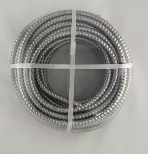 12/2 MC Armored Metal Clad Electrical Cable with Ground, 12 AWG Solid Pure Copper, Black/White/Green Conductors (50 FT)