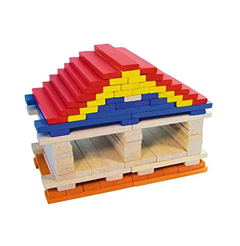 VILAC - jouet en bois -Jeux de construction - Boîte de 100 planchettes en bois massif colorés BATIBLOC COLOR - 2125 - A partir de 36 mois