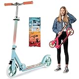 Kicksy - Kick Scooter for Kids Ages 8-12 & Teens 12 Years and Up - Big Wheel for Stability - 2 Wheel for Boys & Girls - Foldable Adult - Up to 220 lbs Sedona