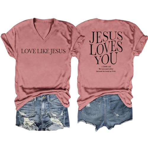 Christian Shirts for Women Jesus Loves You T Shirt Religious