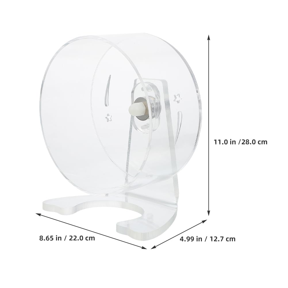 Mipcase Koło do biegania dla małych zwierząt: Przezroczyste koło do biegania dla chomika, szynszyla, cichobieżna zabawka ze stojakiem, akcesoria do klatki, 22 cm