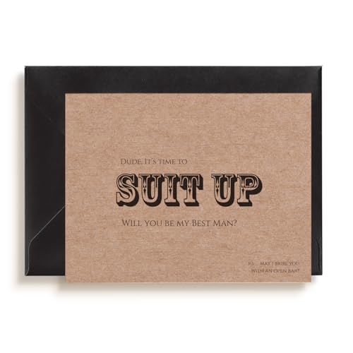 8 Groomsmen Proposal and Best Man Proposal Cards Set on Kraft with Envelopes included, 7 Will you be my Groomsman and 1 Will you be my best man, Groomsmen Gifts, Best Man proposal, Time to SUIT UP