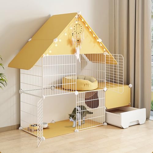 Enclos pour chat intérieur avec litière pour sécuriser votre animal dans le salon