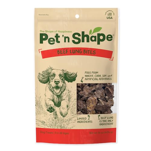 Pet 'n Shape Beef Lung Dog Treats – Made and Sourced in the USA - Training Treat, 1 Pound
