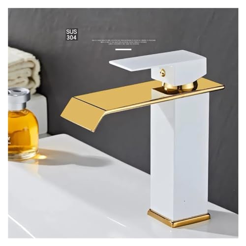 Mitigeur de lavabo cascade noir or platine pour meuble vasque - 6