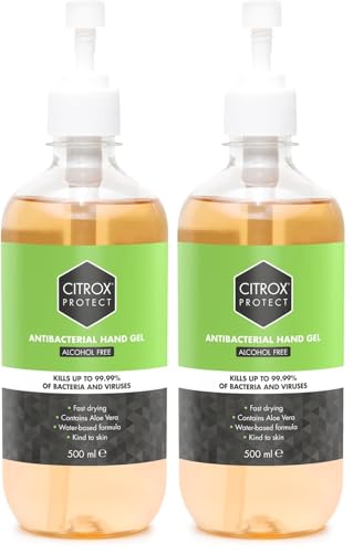 Citrox Protect Antibacterial Hand Gel 500ml - Natural Hand Sanitiser Gel - Antibac Hand Gel Pump with Skin Friendly Aloe Vera & Bioflavonoids (Pack of 2)
