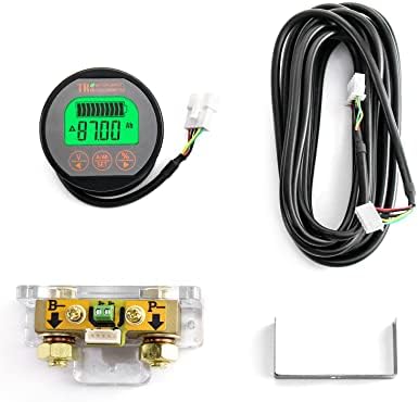 QWORK Battery Monitor Voltmeter Ammeter, Voltage Range 8V-80V and up to 500A, Voltage Current Meter with 13 ft Custom Cable